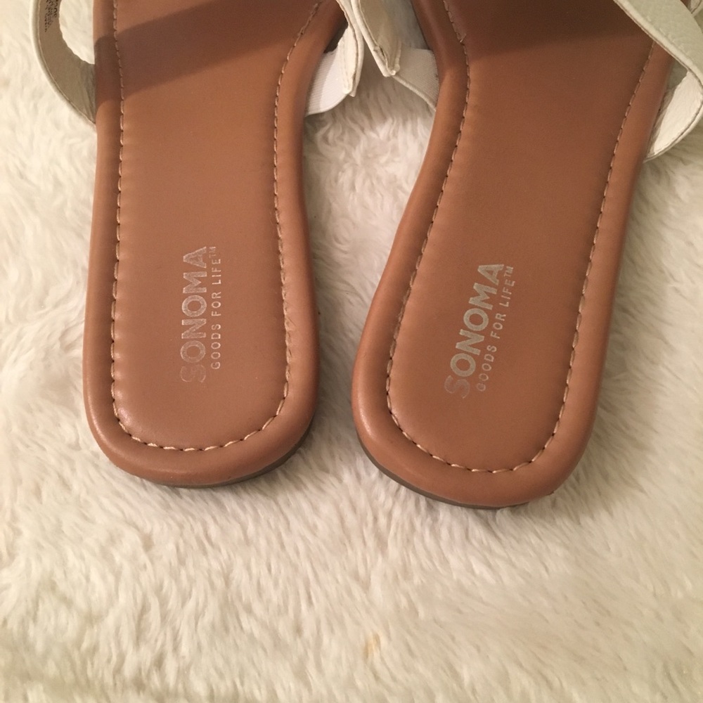 Sonoma White‎ Flat Sandals, Size Large (8 to 9) - Picture 2 of 3